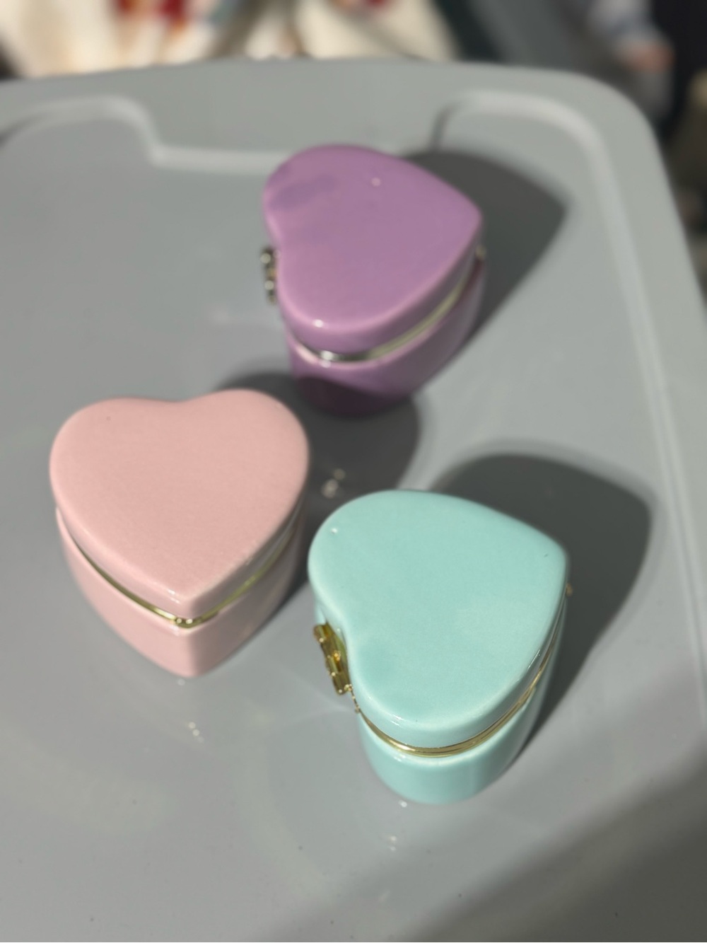 Heart-Shaped Jewelry Box - Pastel Pink, Lavender & Mint
